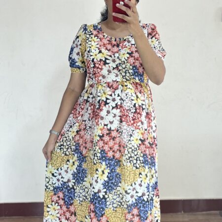 Georgette Maternity/Feeding kurti - Frill Neck Mix Colour lilly