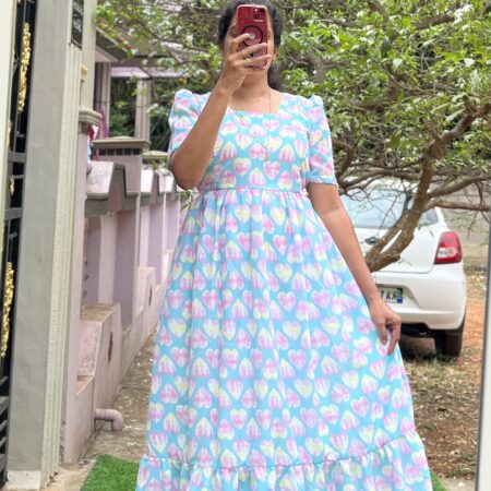 Georgette Maternity/ Feeding Maxi - 2tier - skyblue Heart