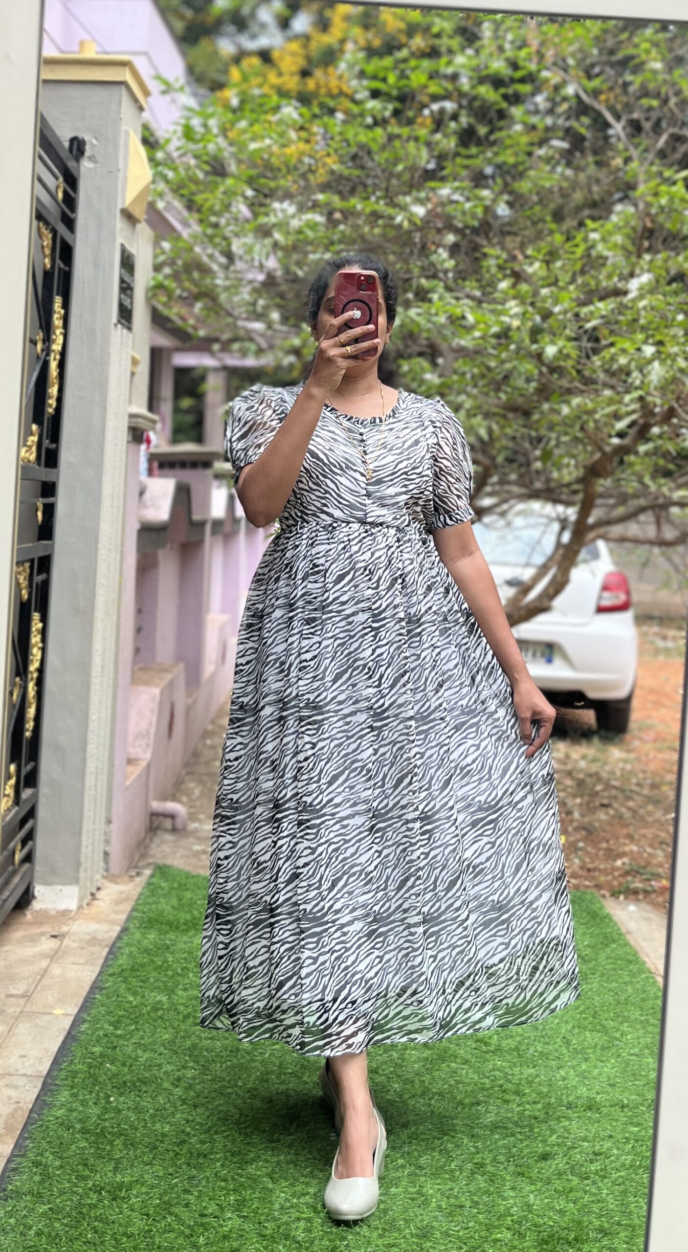 Georgette Maternity/Feeding kurti - Frillneck - Animal