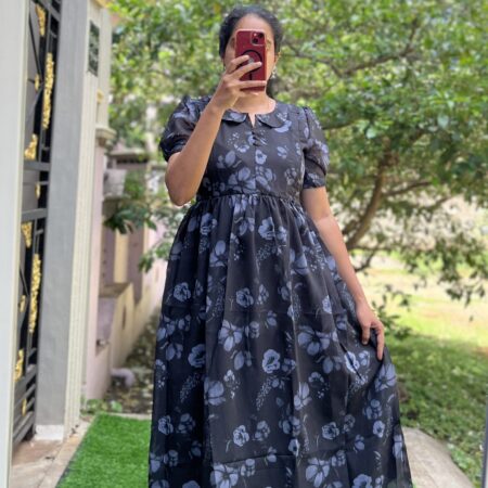 Georgette Maternity/Feeding kurti - PeterPan - Black Beauty